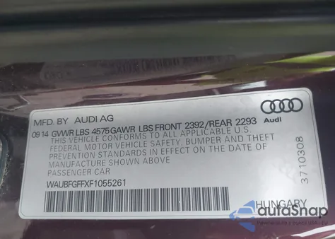2015 Audi A3 Premium из США, поврежденный, VIN WAUBFGFFXF1055261